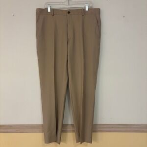 Polo Ralph Lauren Mens Tan Flat Front 100% Wool Dress Pants Made in Italy Sz 36